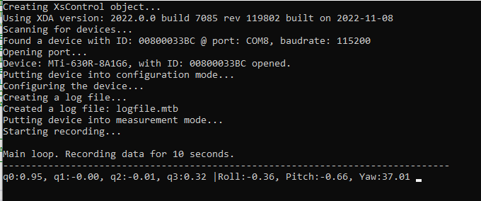 TUTORIAL: Interacting with Movella XSense IMU sensor in C++